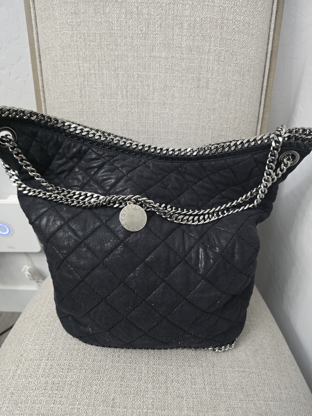 Stella McCartney Black Quilted Falabella Chain Shoulder Bag